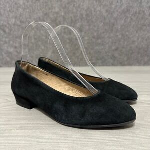 Sesto Meucci Women's Size 5 Black Suede Slip On Low Block Heel Pumps